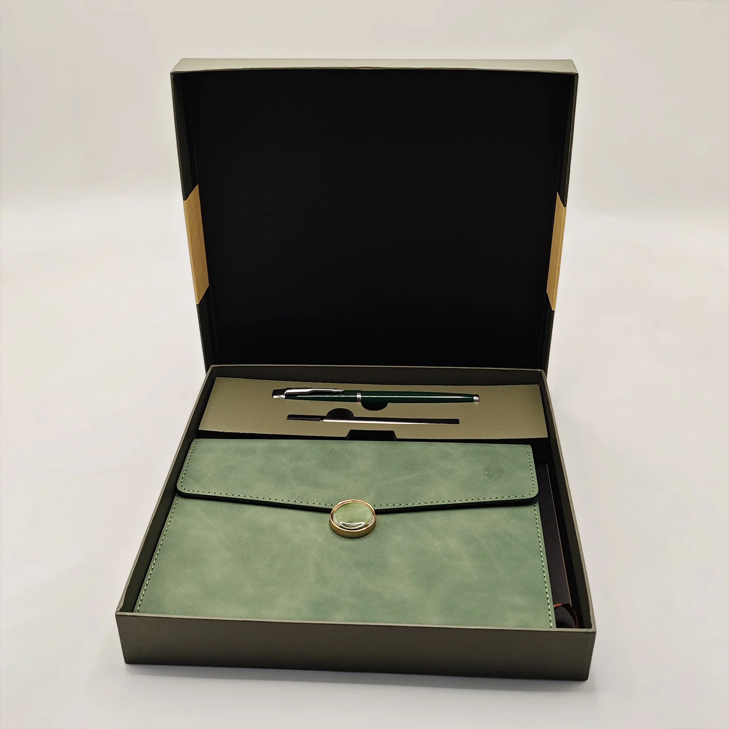 Customized Notebook Gift Sets - Luxury Green Cardboard Box