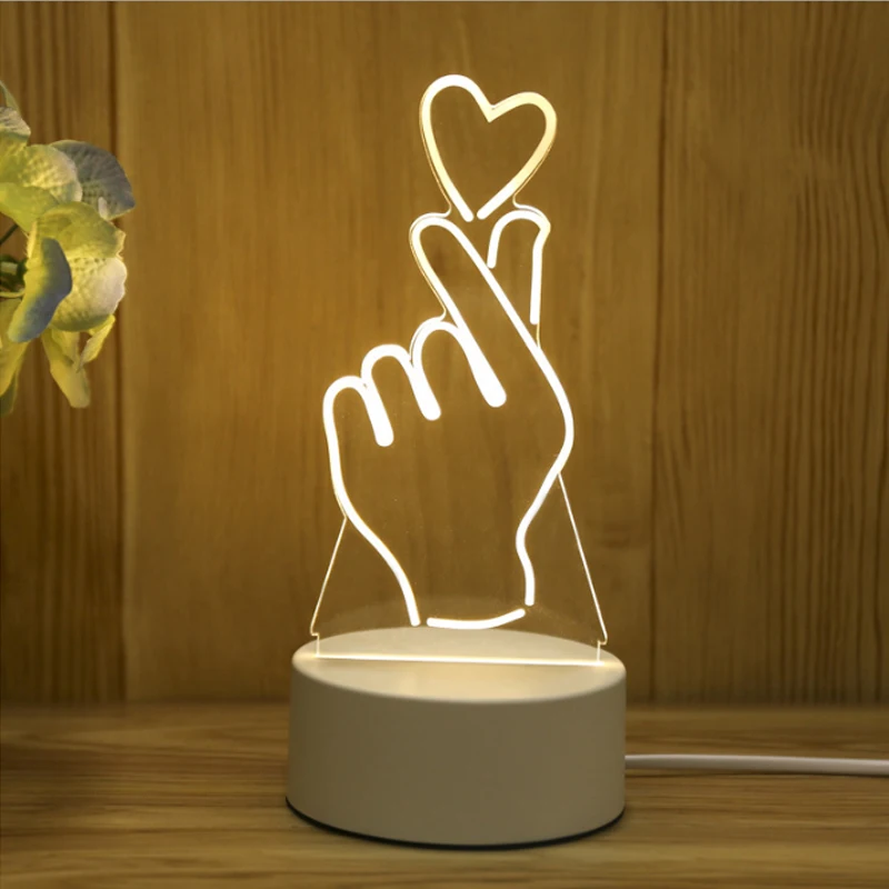 globo acrílico LED Lámpara 3D de amor romántico en forma de corazón 