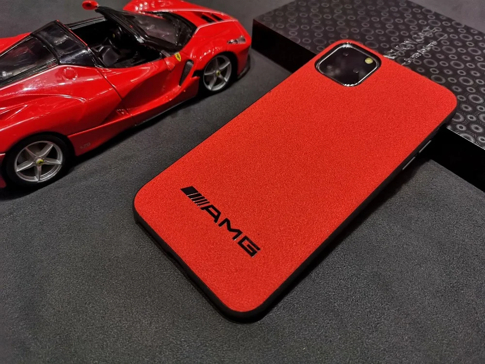 Custom most durable embossed Flipping Fur Suede car logo series mobile phone case plain mobile cover for iphone