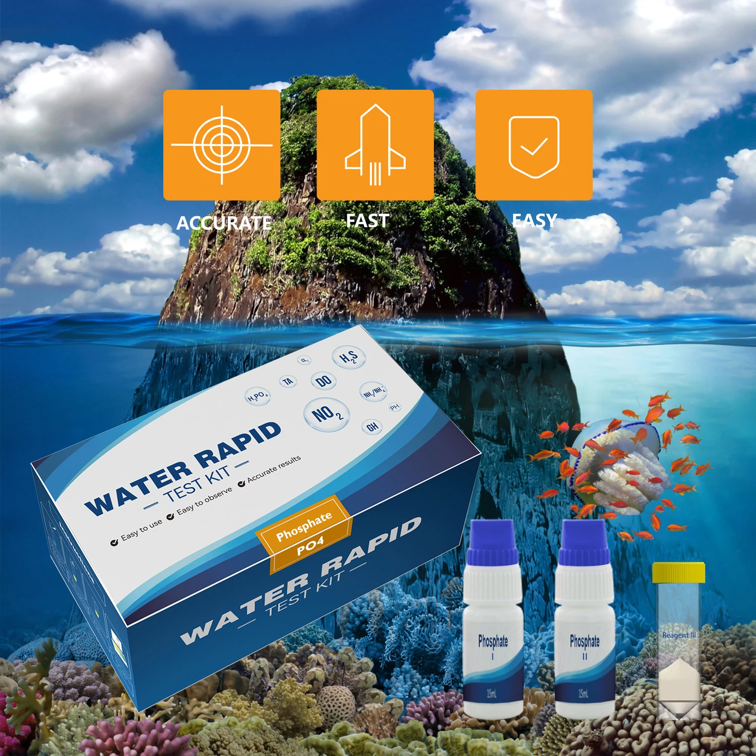 Phosphate Rapid Detection Test Package Boiler Water And Wastewater Treatment Aquaculture Testing