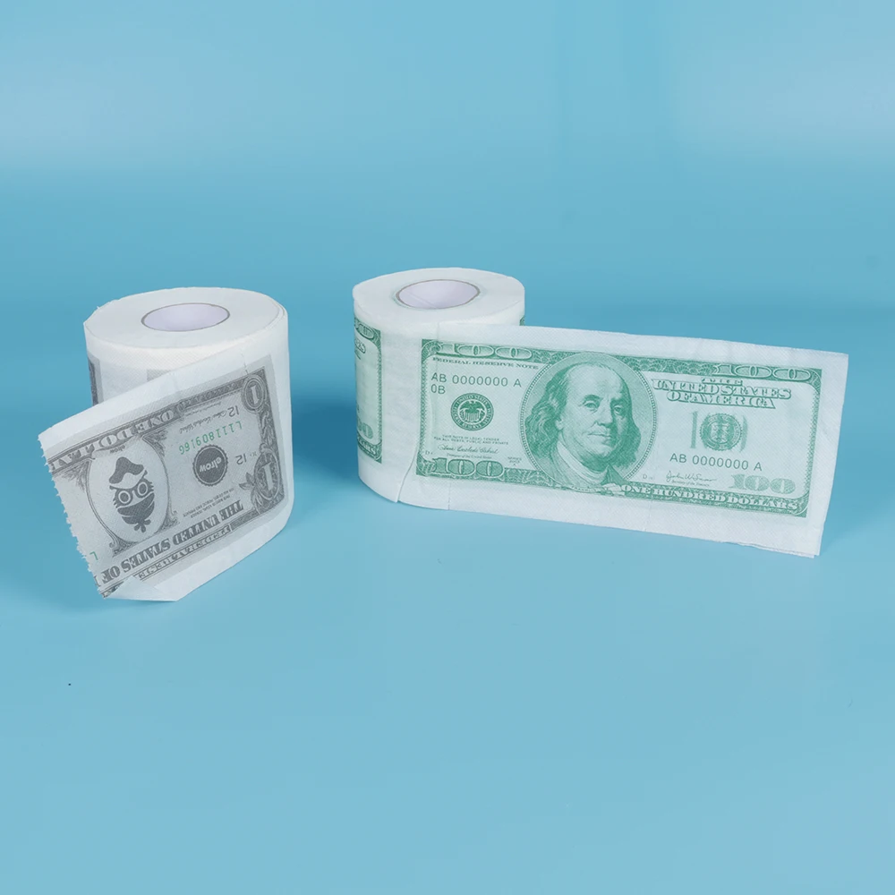 Custom Design Novelty Funny Us Euro Money Printed Toilet Paper & Dollar