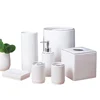 Bulk custom white porcelain bathroom tumbler bath accessories set ceramic bathroom tumbler set