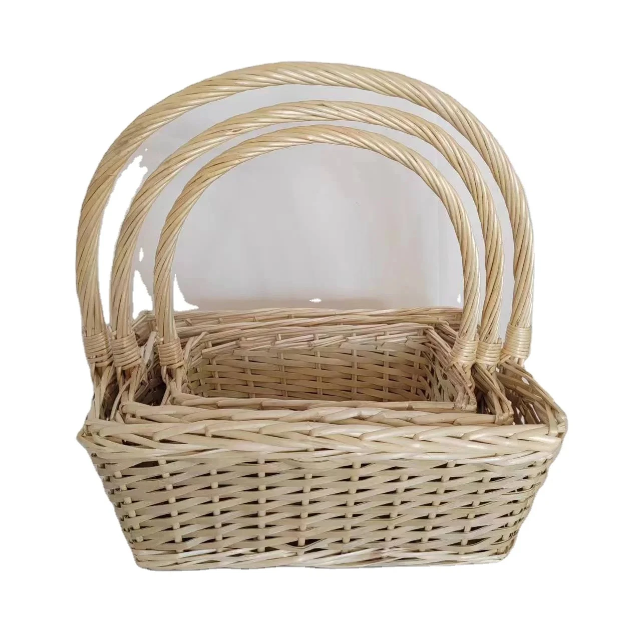 Handmade Woven Willow Wicker And Woodchip Basket Decorative Gift