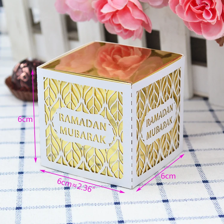 Cubic shaped laser cut ramadan mubarak ramadan kareem gift box