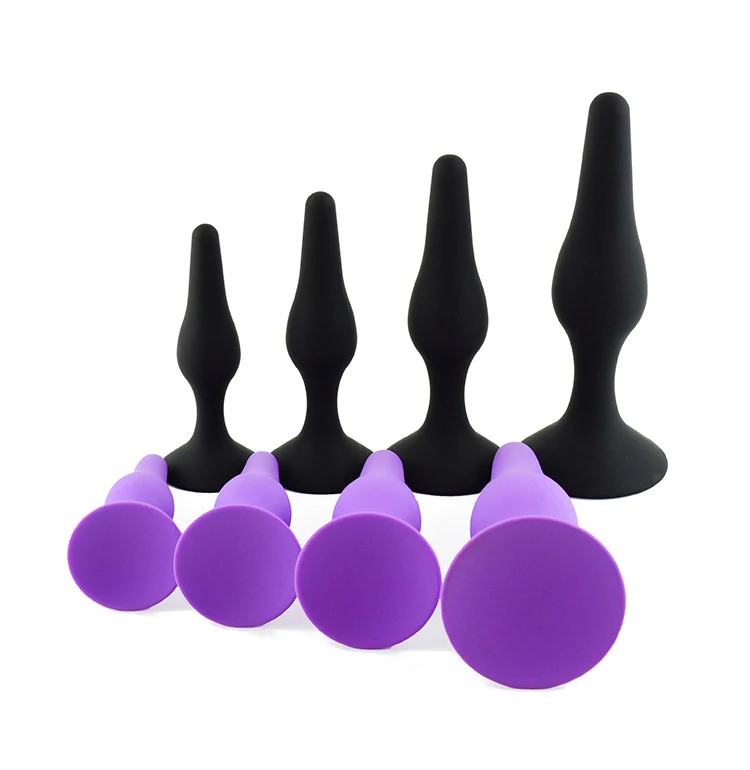 4-piece silicone anal plug kit with graduated sizes