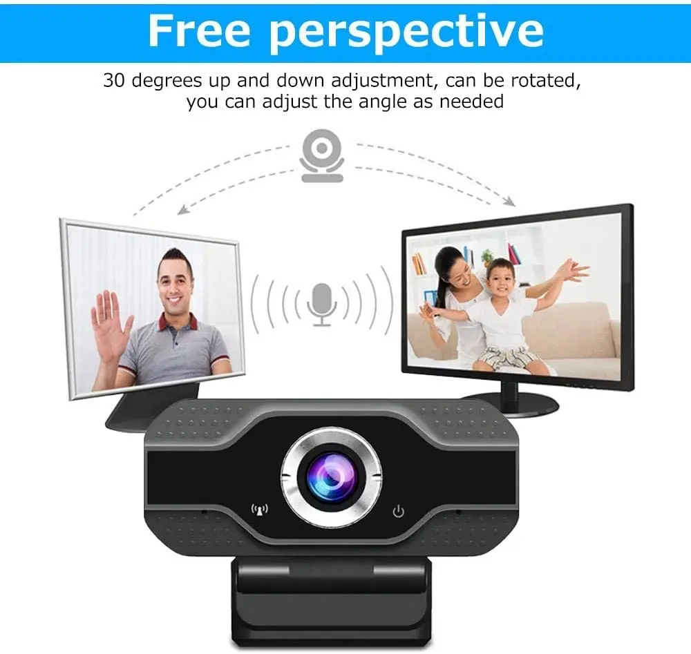 Web Cam 1080p Full HD USB Home office Camera Rotatable Video Recording with Microphone
