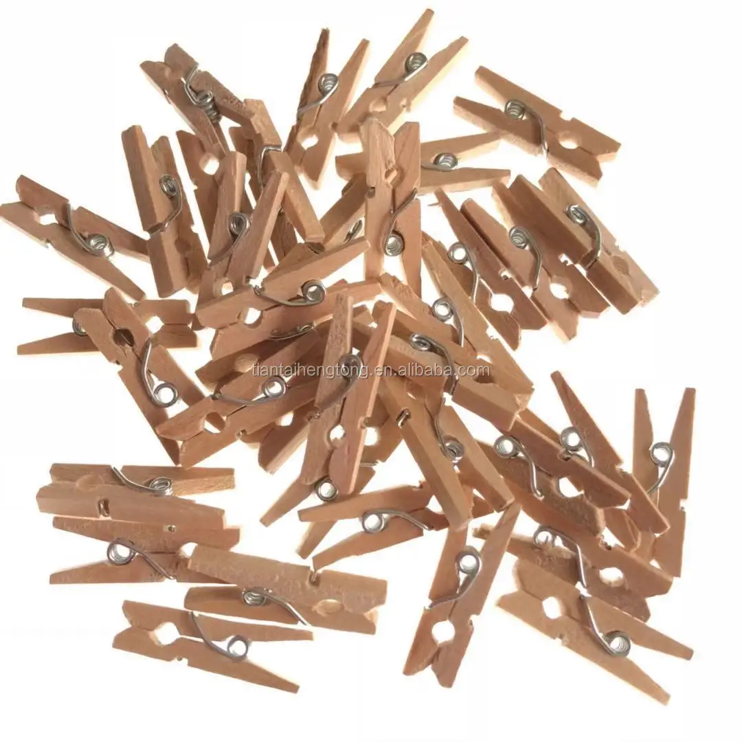 25mm Natural Unvarnished Mini Wooden Clip Clothpin Clothespeg Craft Peg