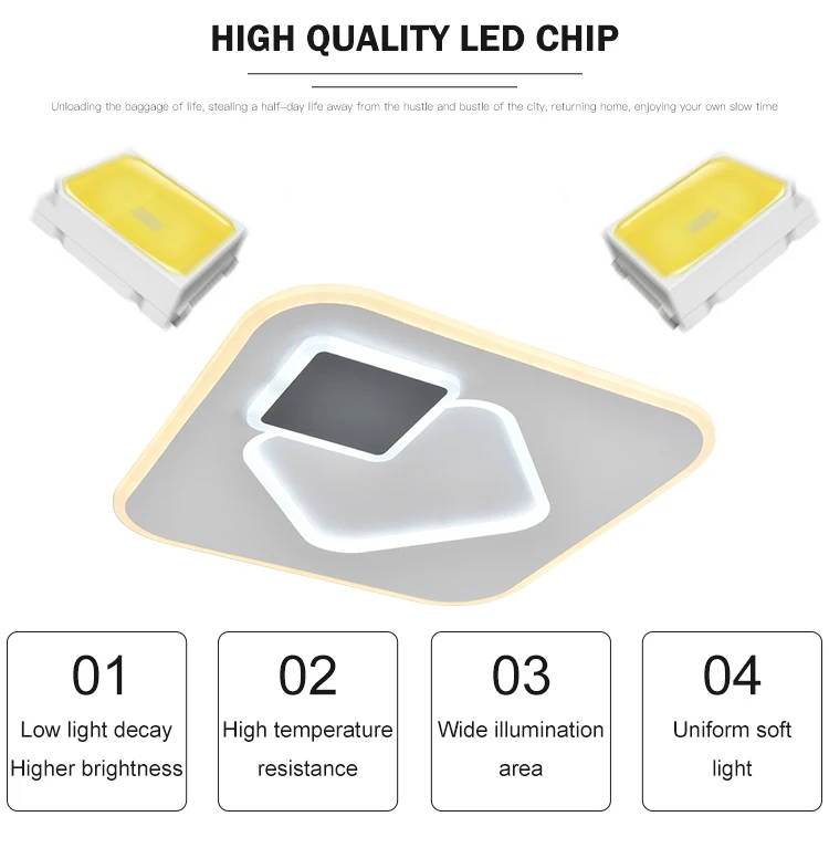 Top supplier modern square aluminum home living room bedroom led ceiling light