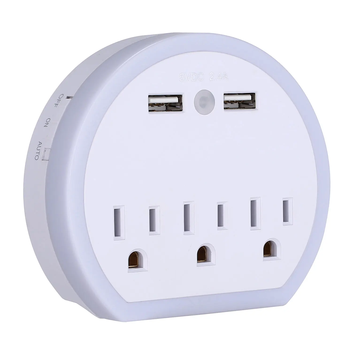 New Design  outlet wall plate with led night lights round wall socket with 2 usb