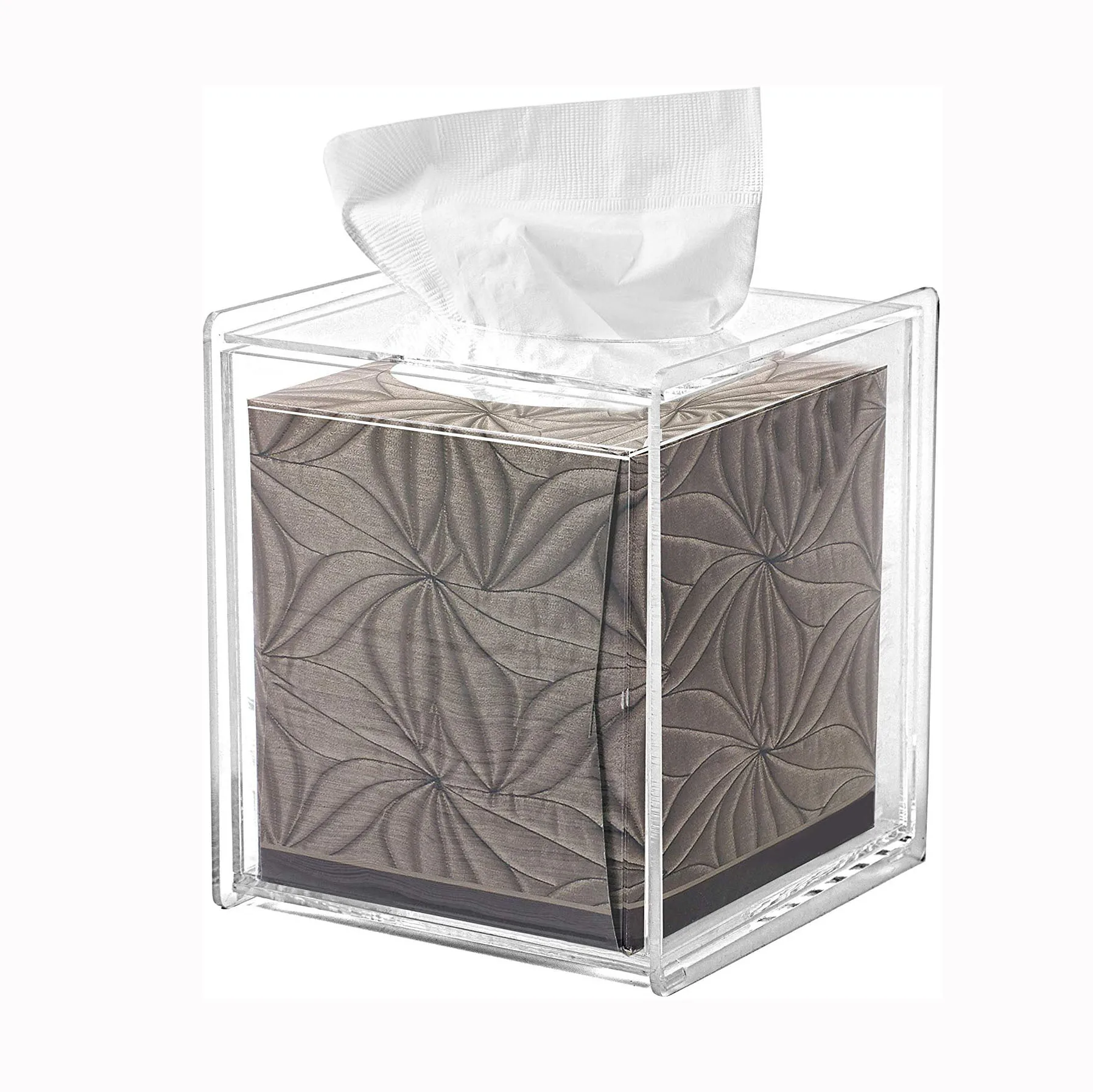 Vonvik Hot Sell Acrylic Tissue Box With Drawer Cube Acrylic Tissue Box