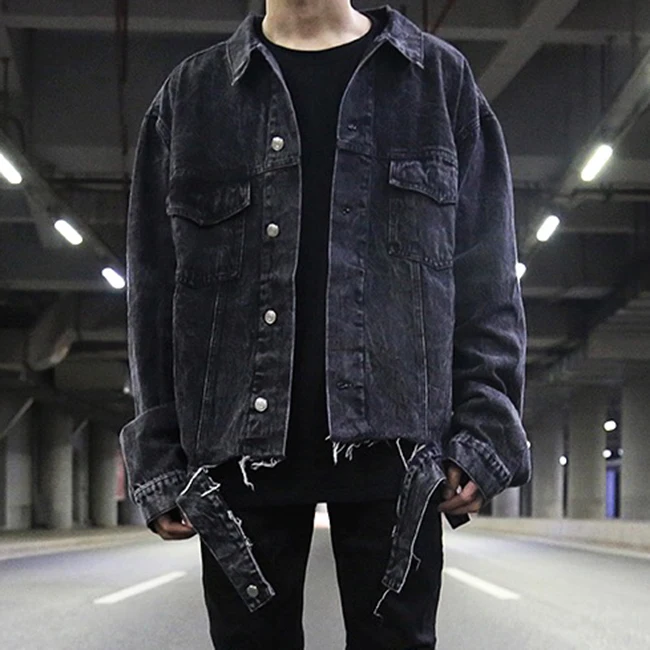 Oem Washed Ripped Distressed Denim Jacket Stock Teen Hip Hop Loose Graffiti Paint Printed Streetwear Vintage Men Jacket Custom - Buy Oem Hot Selling 格安通販新作 JieDa CORDUROY SHORT JACKET BLACK 1 Gジャン/デニムジャケット