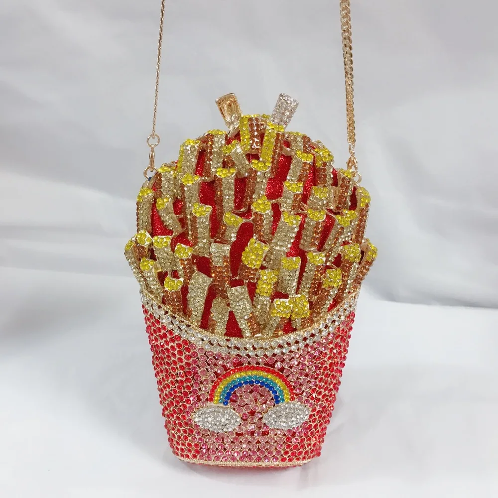 Custom Luxury Glitter French Fries Rhinestone Evening Bag Clutch For Ladies Buy Evening Bag