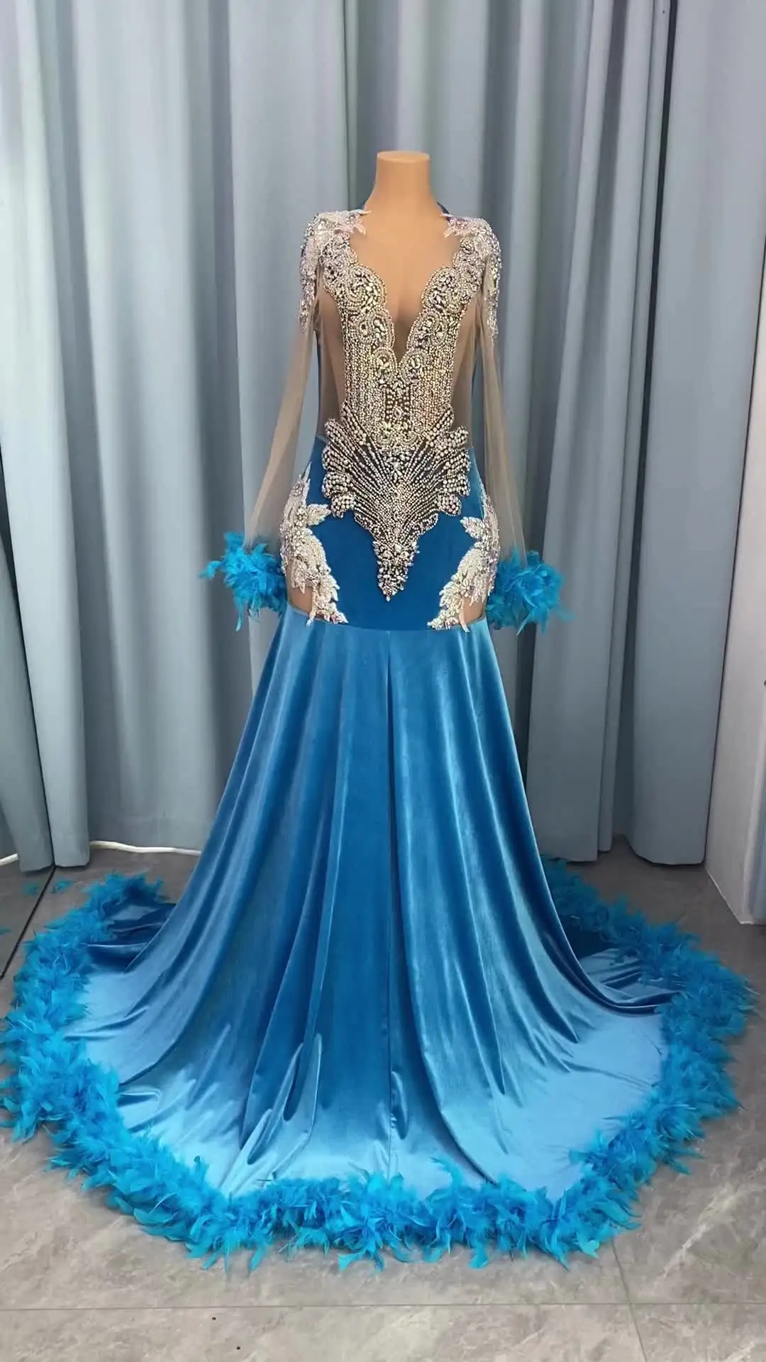 Kneel Level Court Bleu Royal Civil France Wedding Evening Dresses Suits Set  for Women Bride White Brown Dress