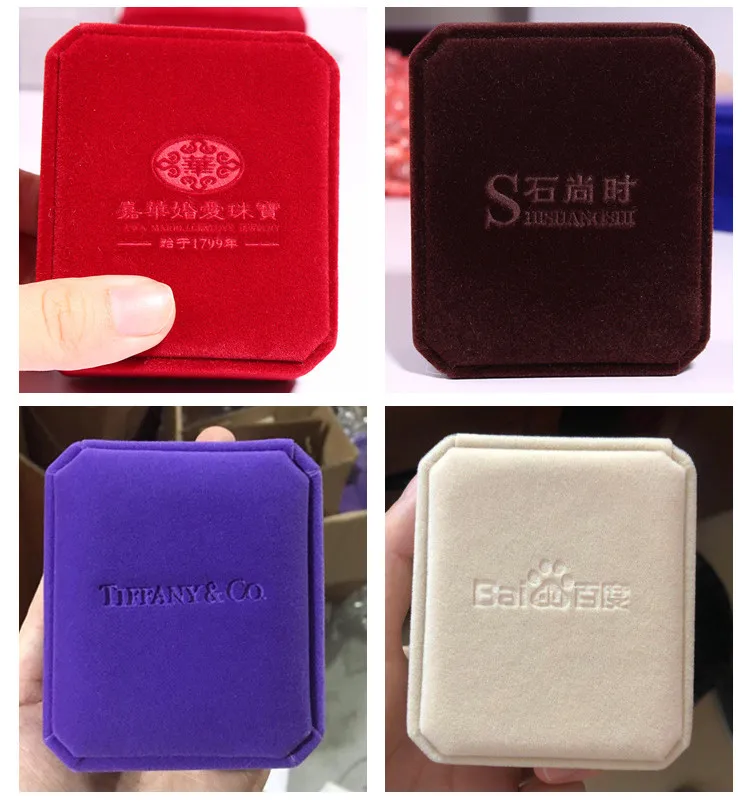 Customize Logo Wedding Engagement Velvet Hinged Ornament Ring Packing