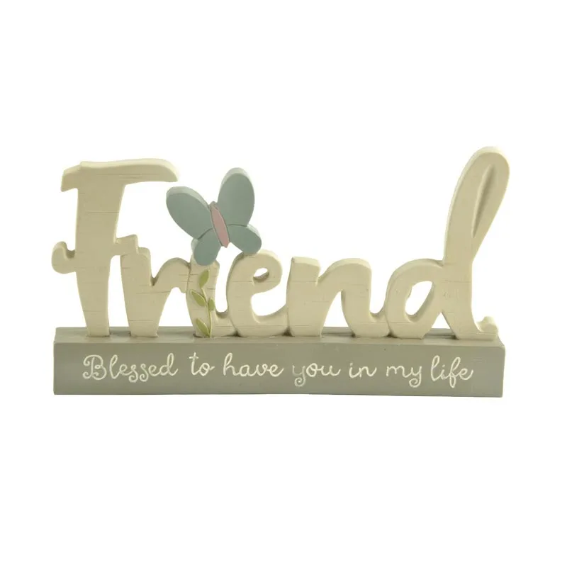 Mode home friend plaque on the base home decor poly resin plaque