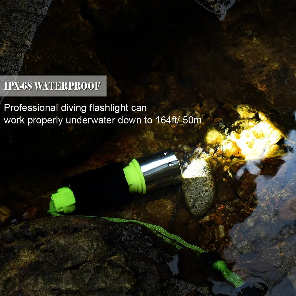 Rechargeable Professional Led Diving Flashlight Underwater 50m