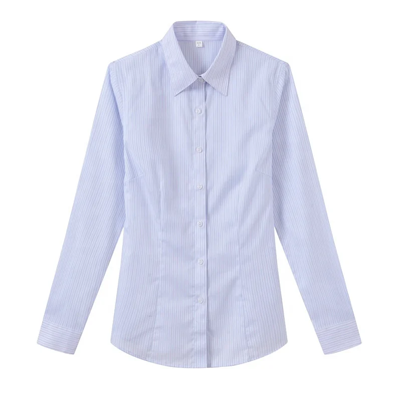 
Cotton Long Sleeve Women Blouses Bank striped design 