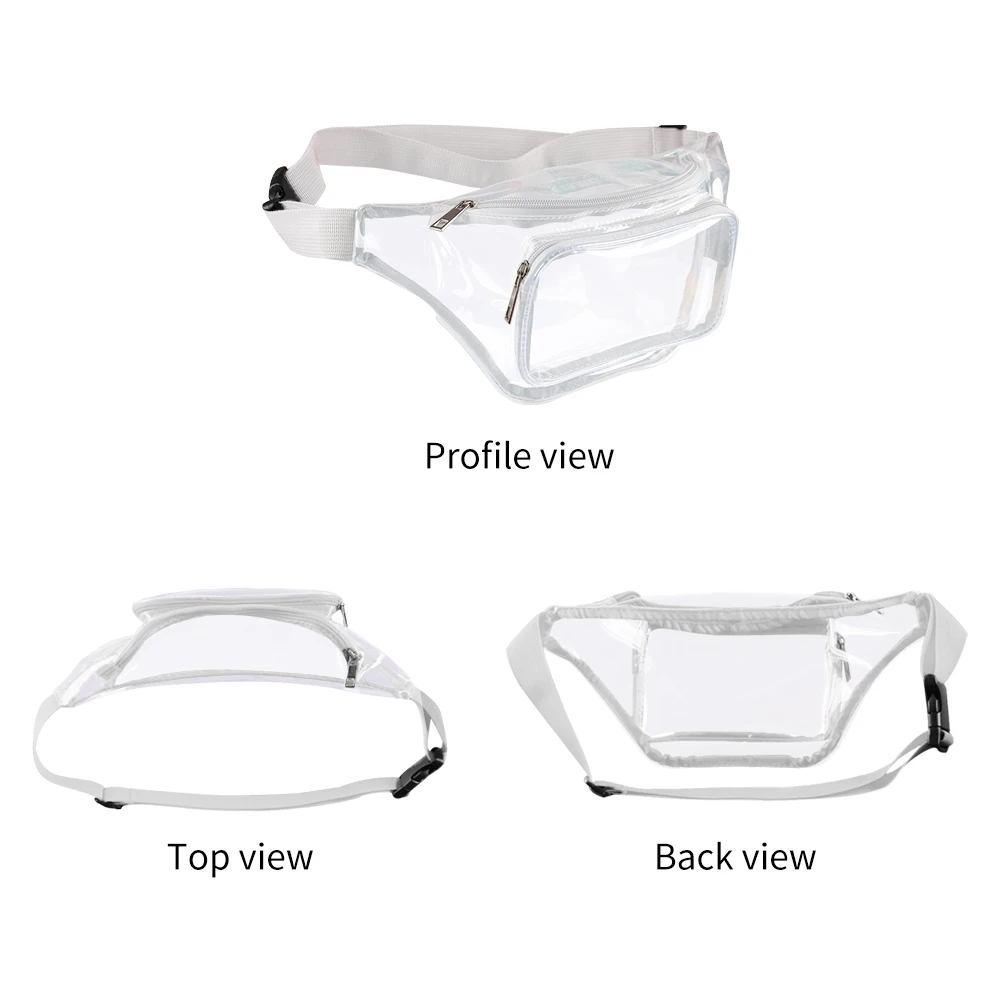 Large Storage Ladies White Bum Belt Bag,Custom Print Pvc Hologram Fanny