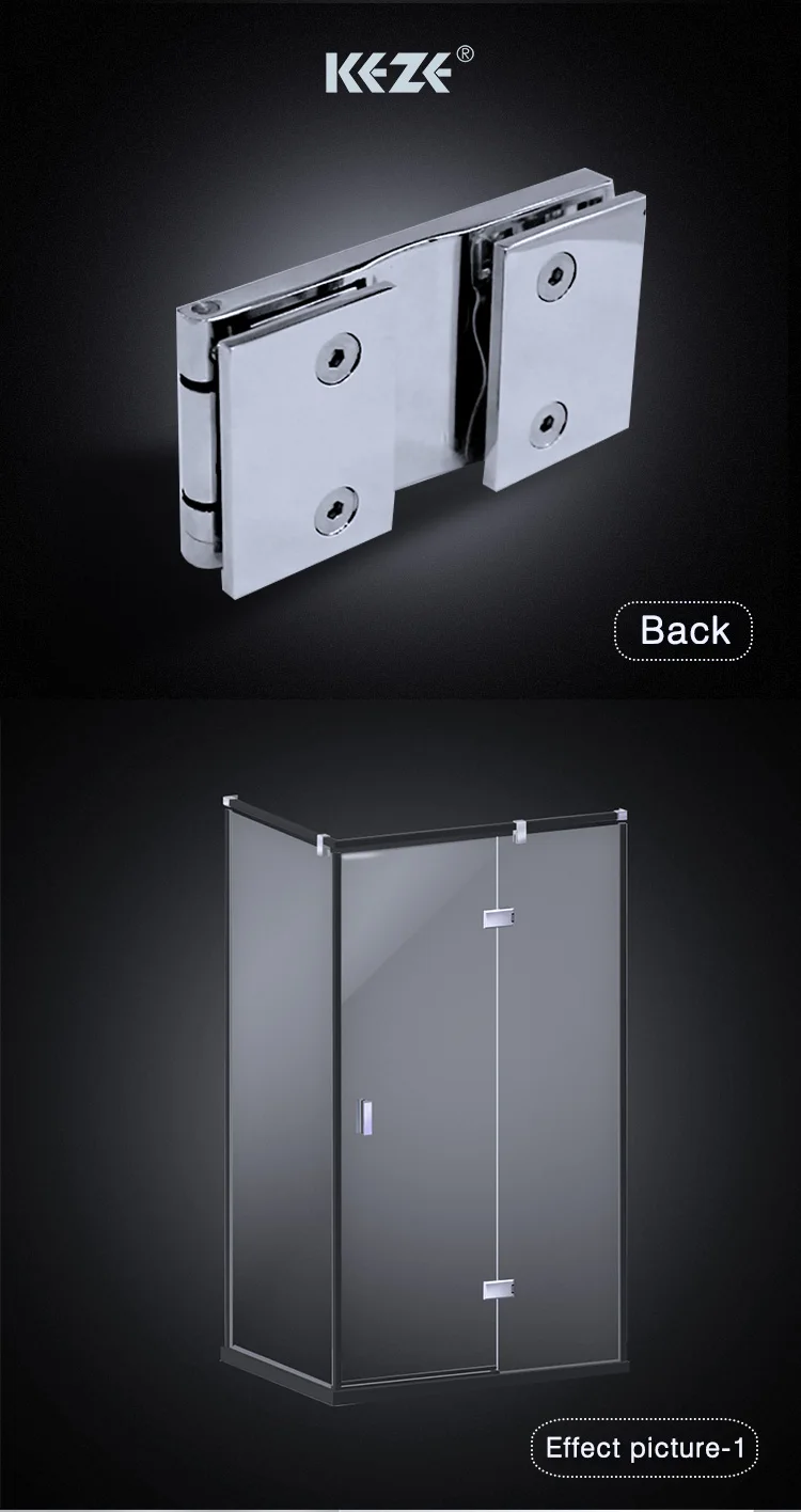 KEZE heavy  folding glass brass shower door pivot hidden hinges