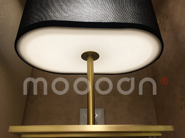 Modern Nordic Luxury Real Brass High-end fabric bedside table lamp for hotel