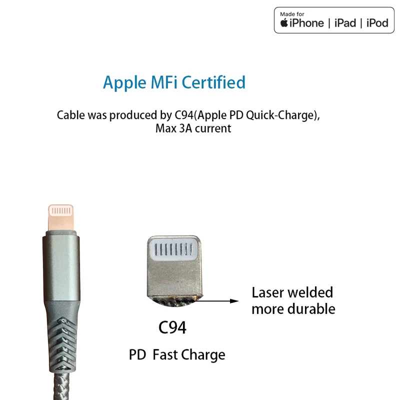 2019 Hot Selling Certified Short 8 pin usb cable for Lighting charging Cables, USB Charging Data Cord Compatible With iPhones - ANKUX.COM