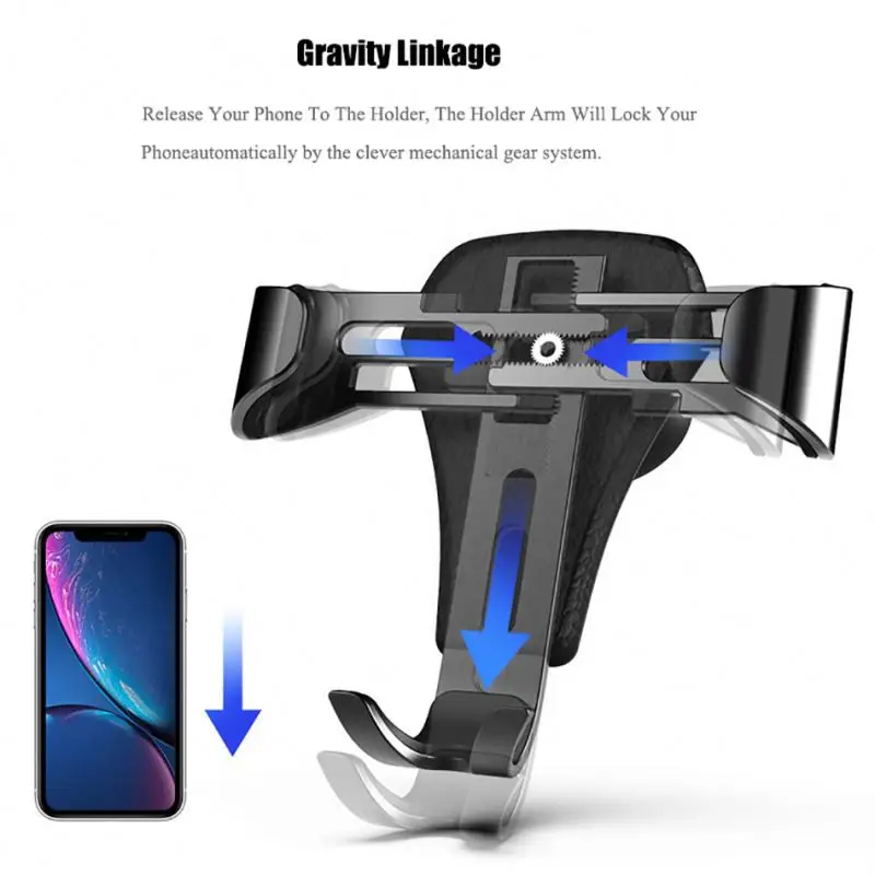 Universal Auto Air Vent Grip Gravity Car Phone Holder 2019 Nuovo Auto-Grip Car Phone Mount Supporto Automatico Telescopico gravità Staffa Air Vent Mount（black-34 