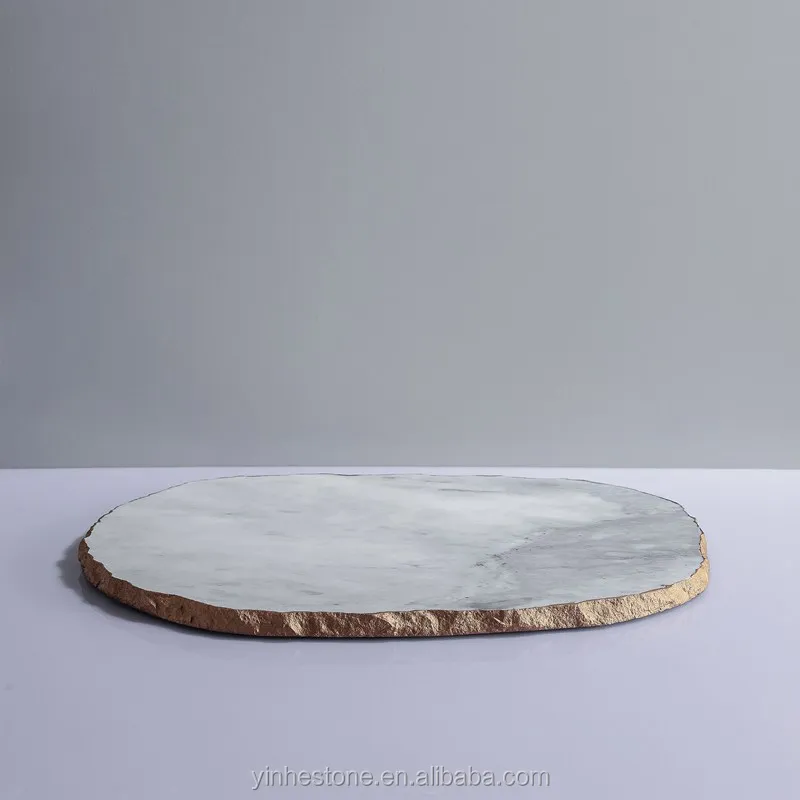 Marble Tray Edge For Food Houseware Decor Plate Dish Serving Tray With