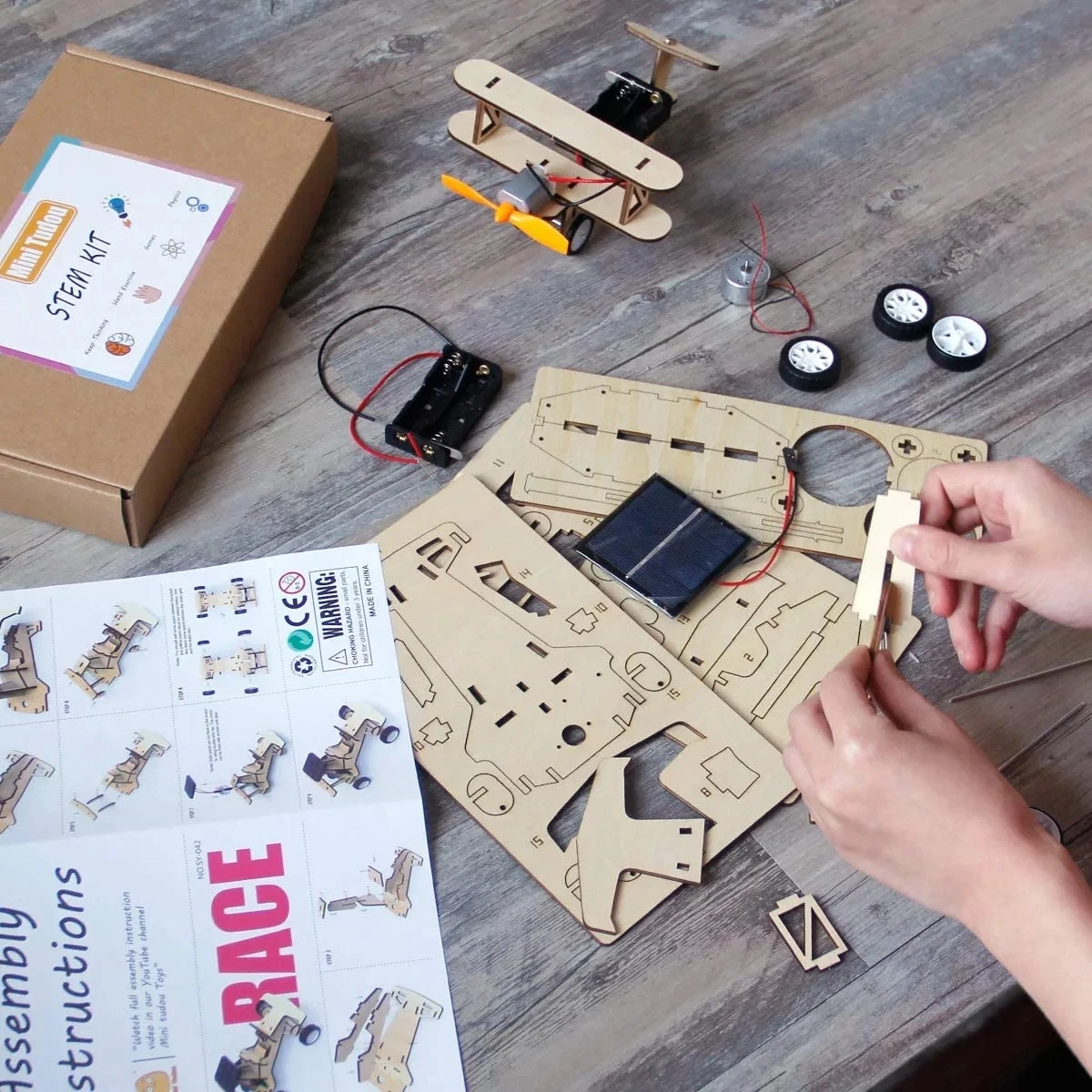 DIY 3D Wooden Puzzles Block Kid Educational Puzzle Game Assembly Learning Toy Engineering 3 in 1 Set Baby Wooden Toys