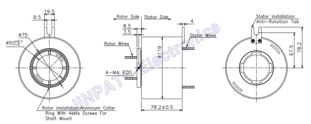 IP44 Industrial Slip Ring Voltage 240VAC 12 Circuit 10A