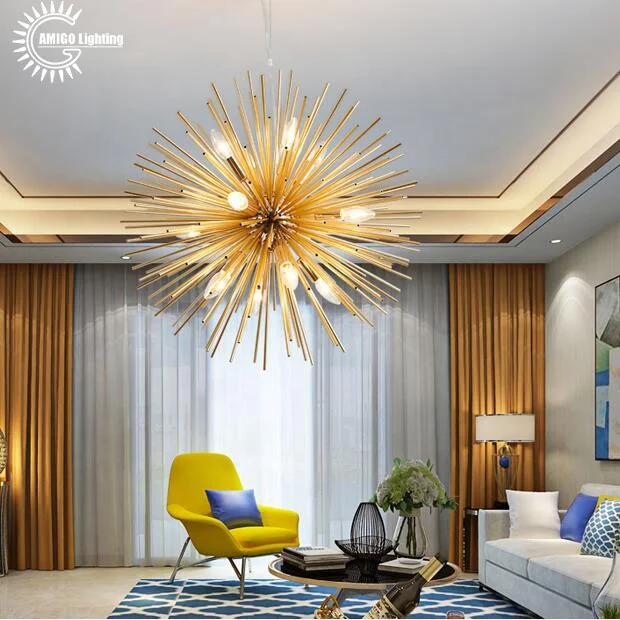 Popular modern large gold sputnik chandelier pendant light