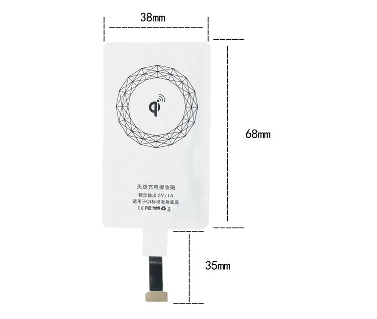 Customized / wholesale wireless charging high quality receiving card 1000mA for micro USB-A mobile phone