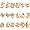 Saudi 2015 pictures of small rose gold huggie earrings with zircon designs jewelry models for woman