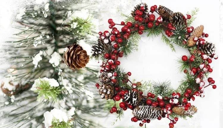 Artificial undecorated christmas wreath 45cm hanging door christmas