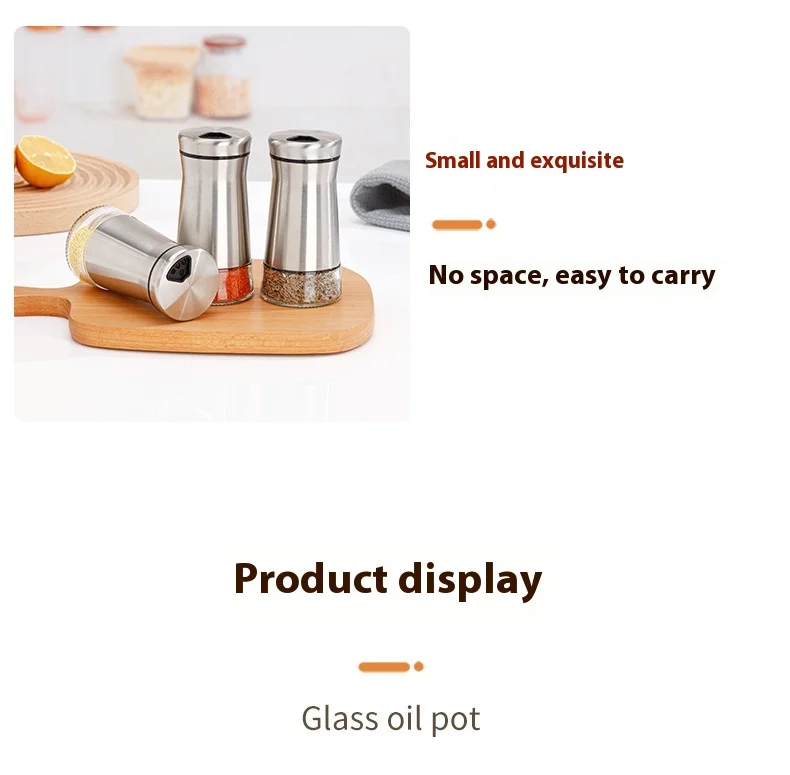 product wholesale 3oz modern design stainless steel glass spice jars 100ml seasoning bottle jars boxed kitchenware-8