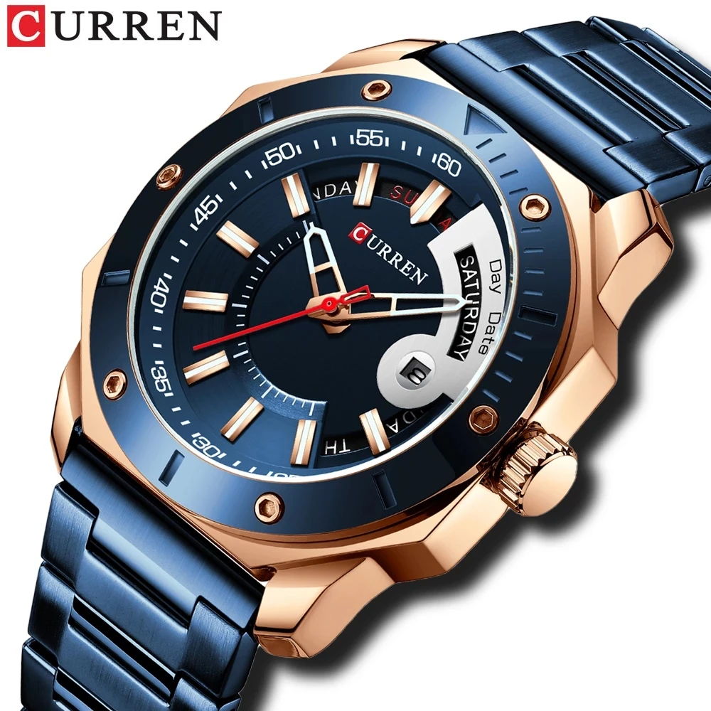 CURREN 8344 New Fashion Watches for Men with Stainless Steel Top Brand Luxury Quartz Wristwatch Hour Clock Montre Homme de Marqu