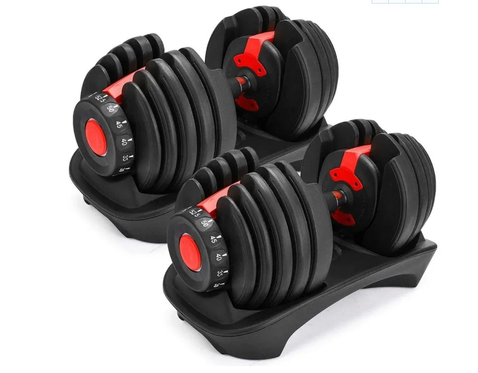 热卖健身房培训定制徽标24千克52lbs可调哑铃10-90举重室内哑铃设备