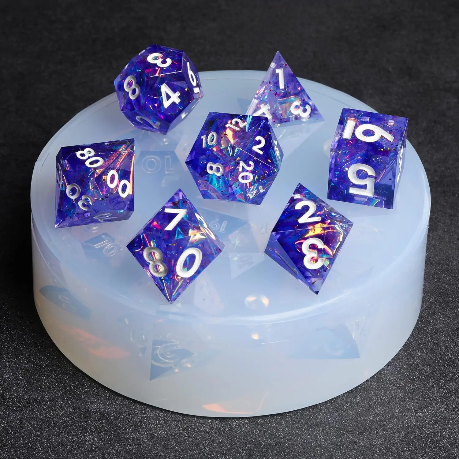 Dnd Sharp Edge Dice Silicone Mold For 7pcs Resin Dice Set High
