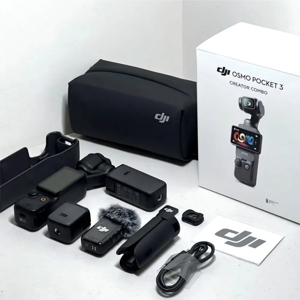 DJI Osmo Pocket 3 showing its compact form factor and rotating gimbal