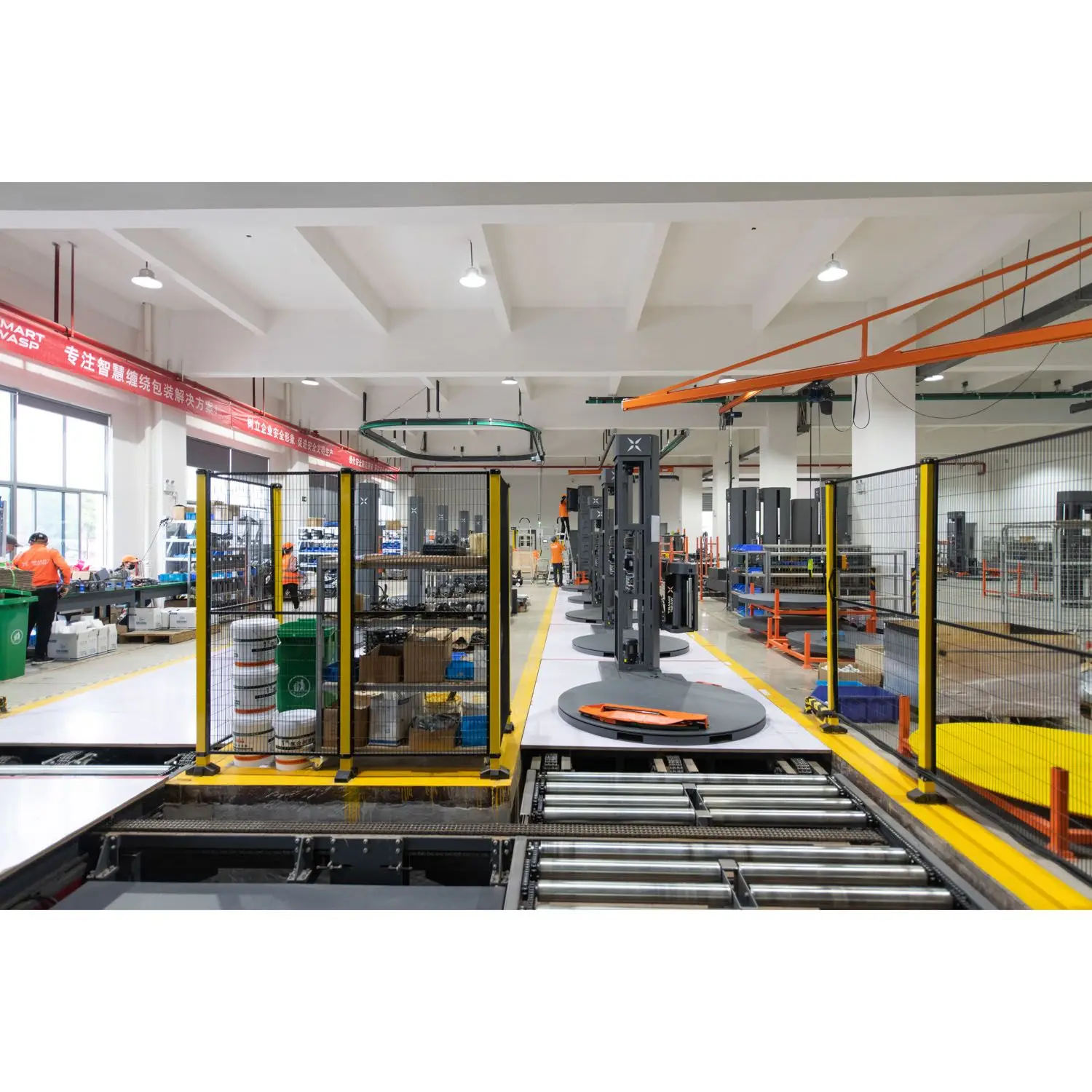 Máy quấn pallet thực phẩm và đồ uống tự động hoàn toàn năng suất cao kiểu vòng đòn bẩy với các bộ phận lõi bánh răng