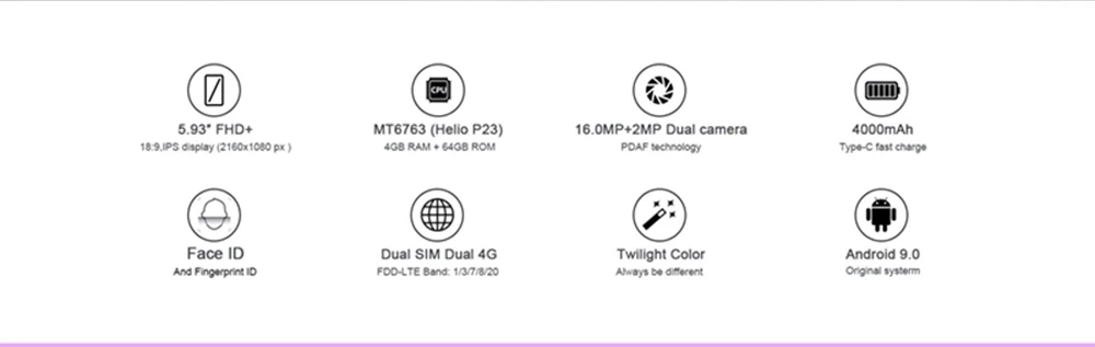 Cubot X19 4GB 64GB Dual Camera 16.0MP 2160*1080 4000mAh 4G Face ID Mobile Phones Cell Phones