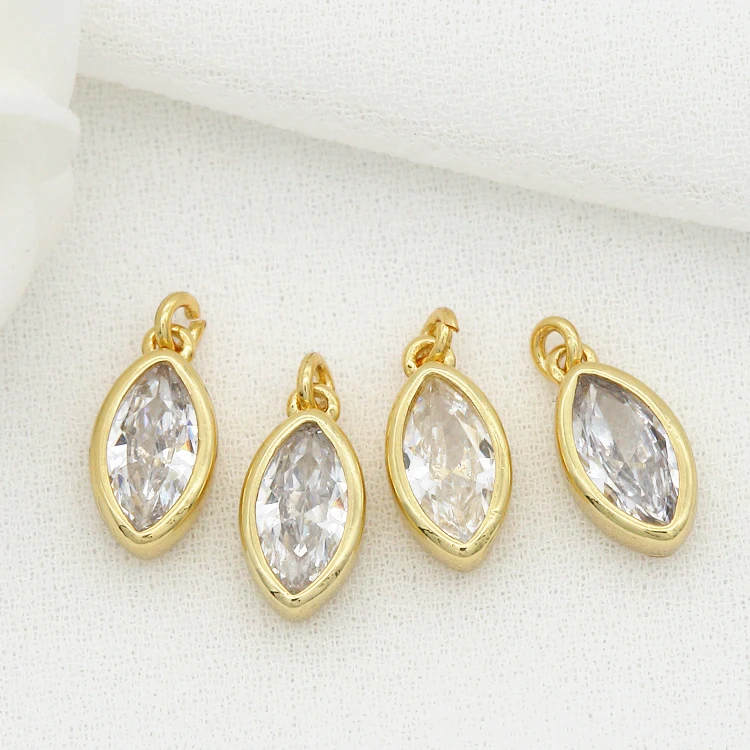 Simple Design 18k Gold Plated Inlaid Zircon Small Water Drop Shape