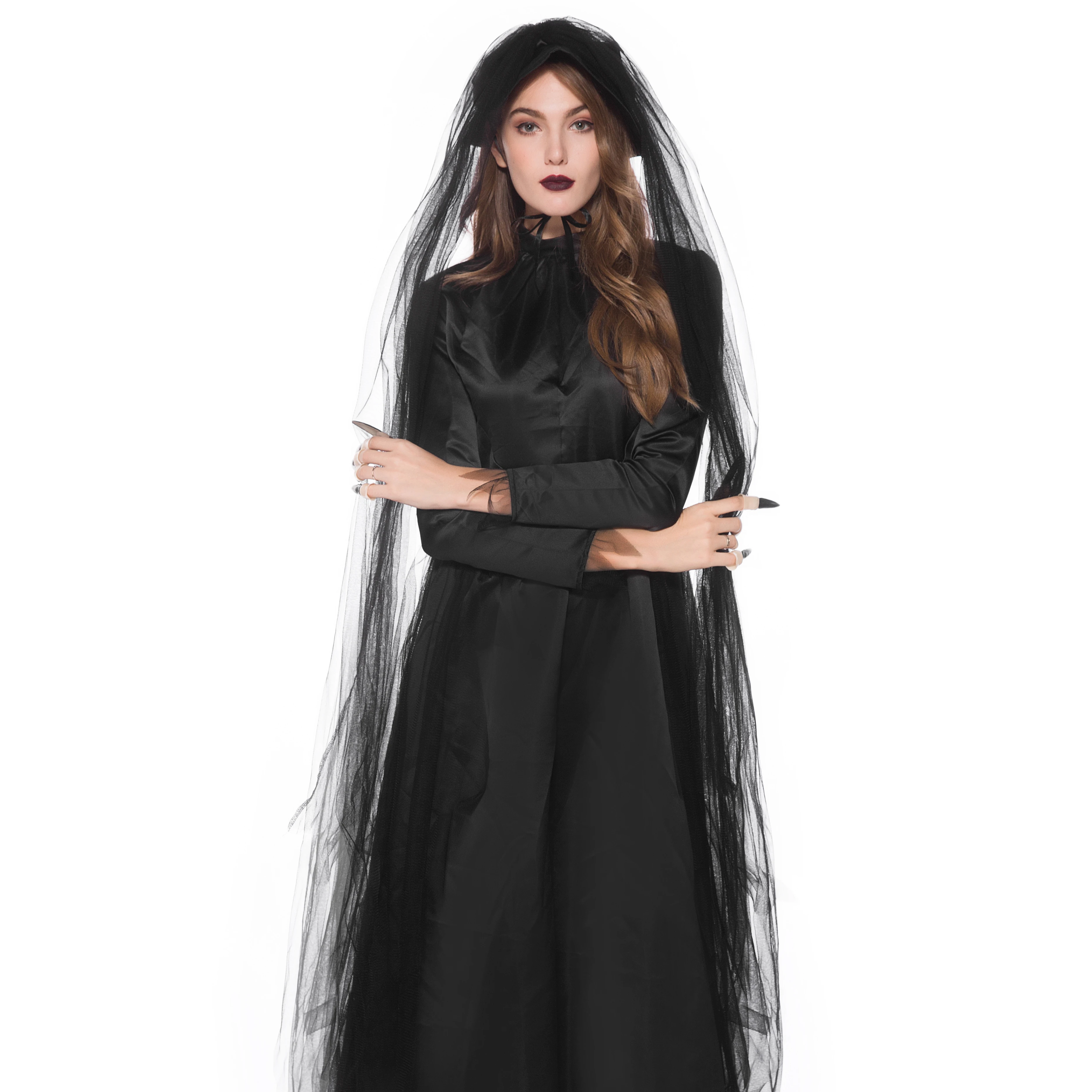
2020 Halloween cosplay costume long dresses for women adults Ghost Bride Black angel Witch vampire cosplay dresses 