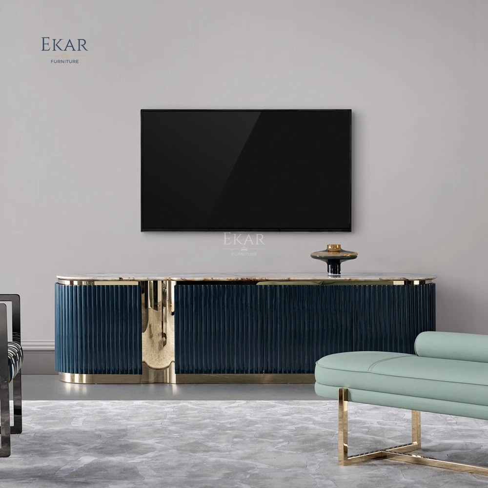 product ekar furniture high grade light luxury marble cabinet modern furniture living room tv stand-62