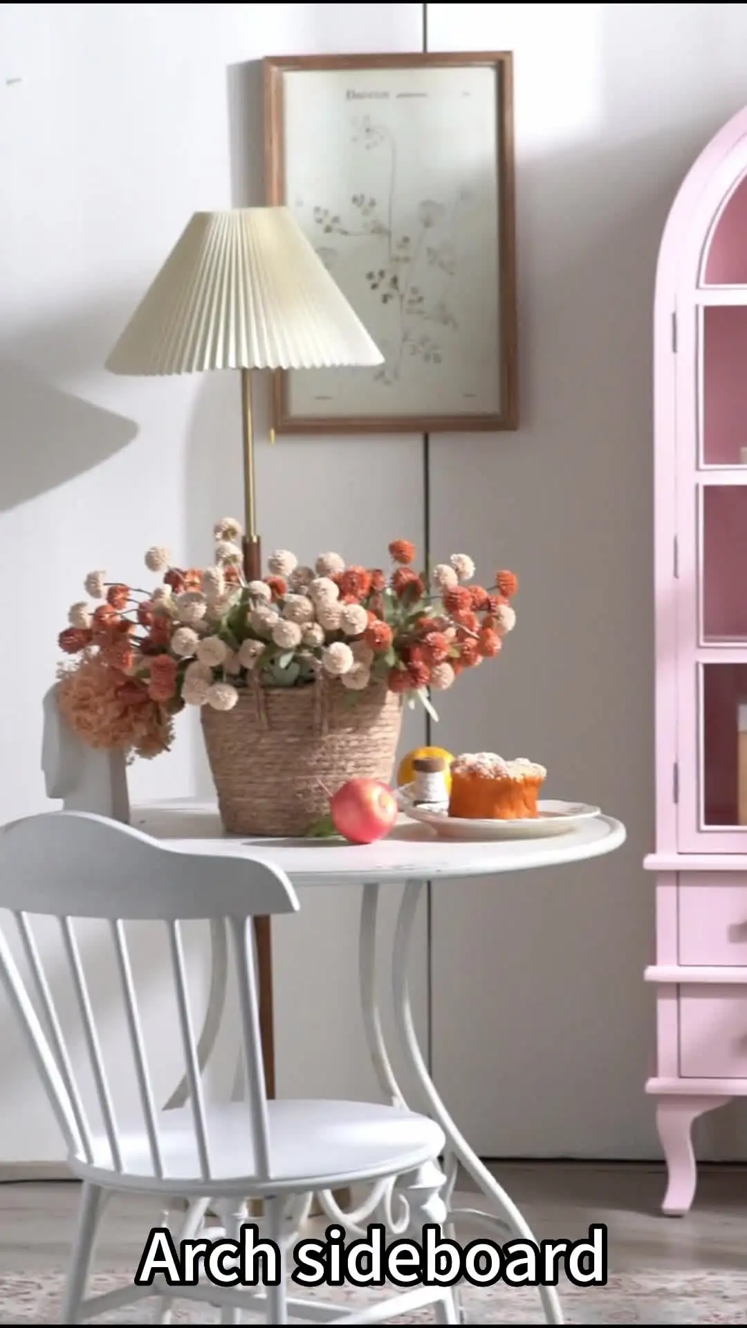 Home Nordic Decors Arch Storage Sideboard Vintage Glass Door Pink