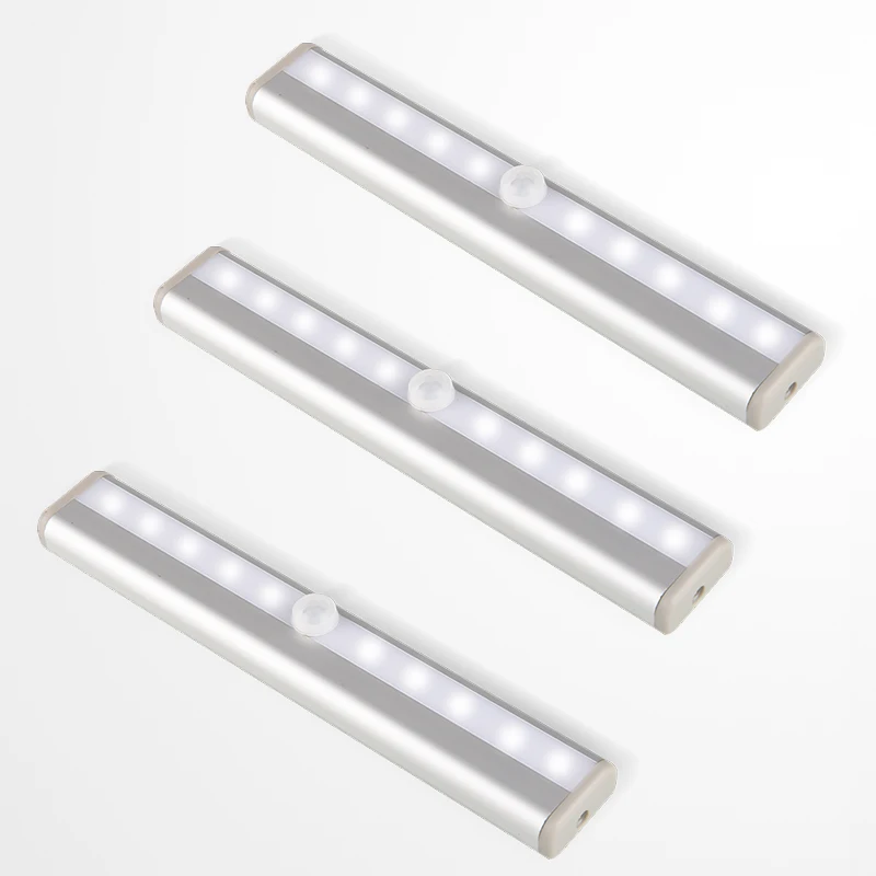 10LED Aluminum Led Motion Sensor Battery Operated Pir Lamp Indoor Small Wireless LED Night Light