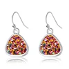 Wholesale Fashion Druzy Sliver Plated Crystal Resin Stone Heart Dangle Silver Hook Earrings