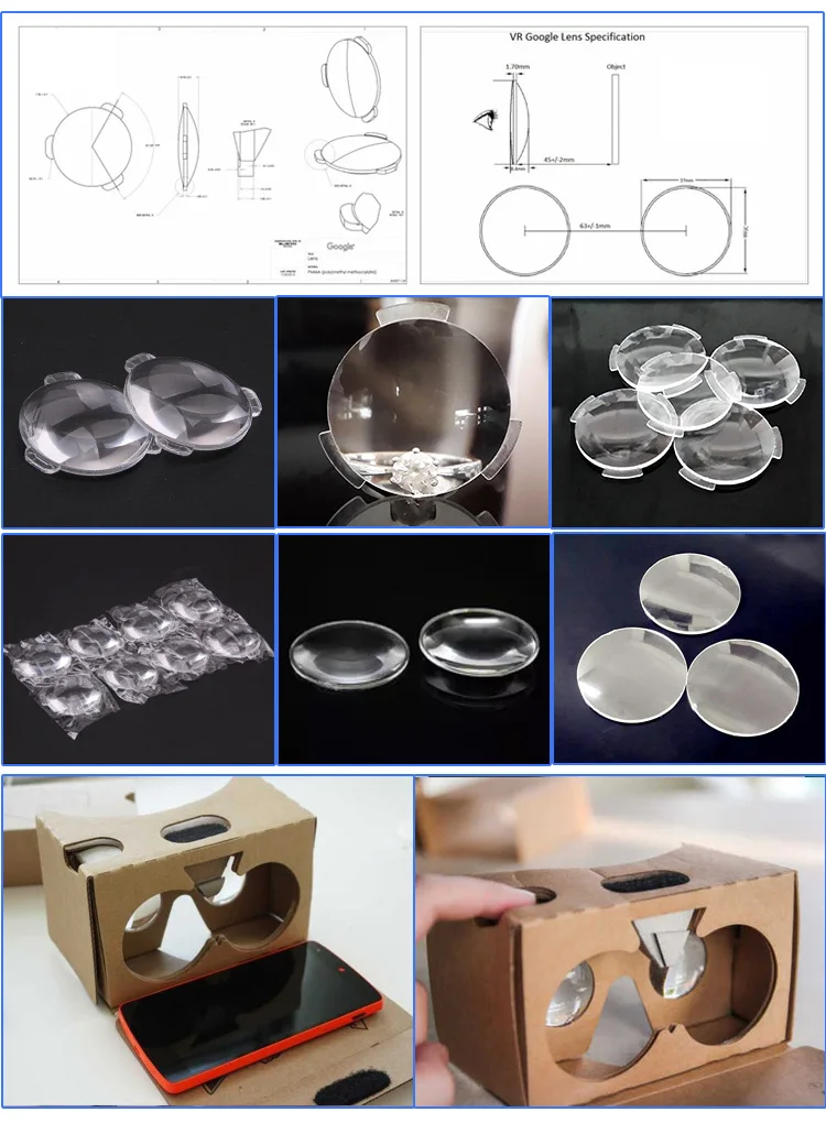 2X Cardboard Virtual Reality VR BiConvex Lenses Only 25mm x 45mm H Tx 