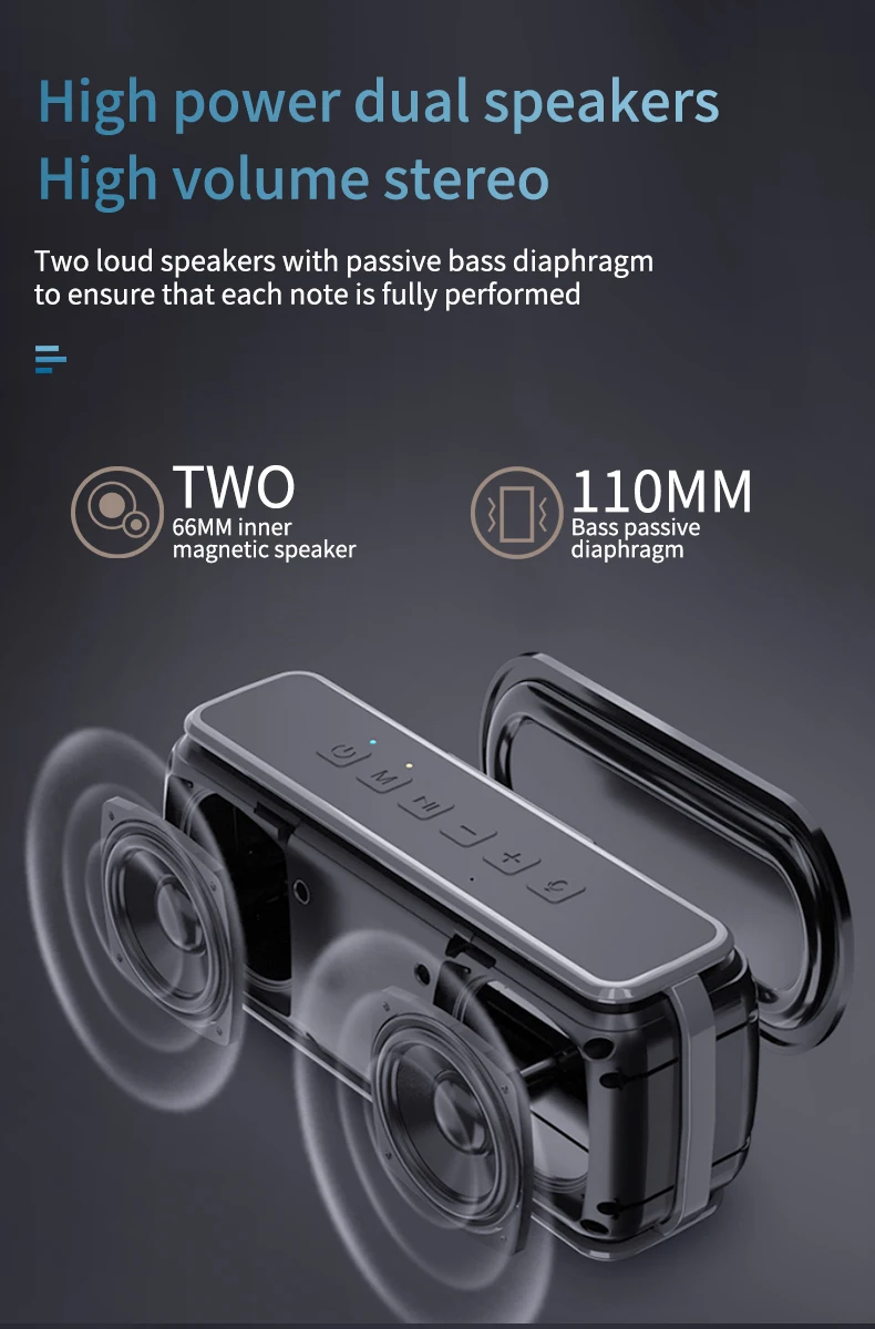 YZTEK New design Fabric bluetooths Speaker 60W Sport outdoor wireless Bluetooths speaker portable - ANKUX.COM