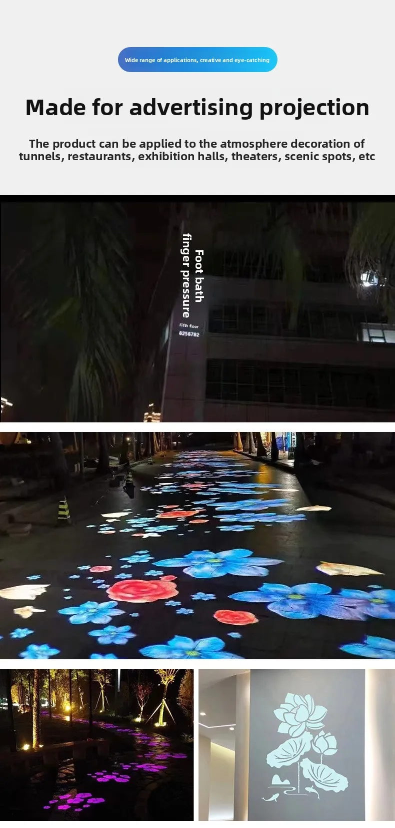 product dynamic rgb led shadow projection spotlight ip65 facade lighting creative ground attraction special effects shop ground lighting-7