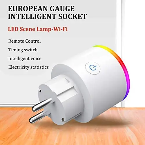 EU Germany Smart Home  Wifi Wireless With LED Light RGB Alexa google home Mini  WiFi Smart Plug Socket tuya